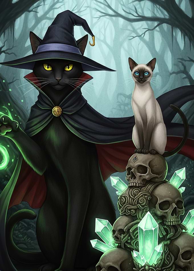 Witch Cats Skulls Animal