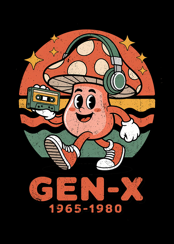 Gen-X Mushroom Retro Cartoon