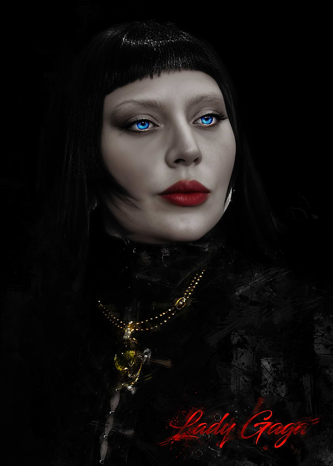 Lady Gaga Portrait with Blue Eyes