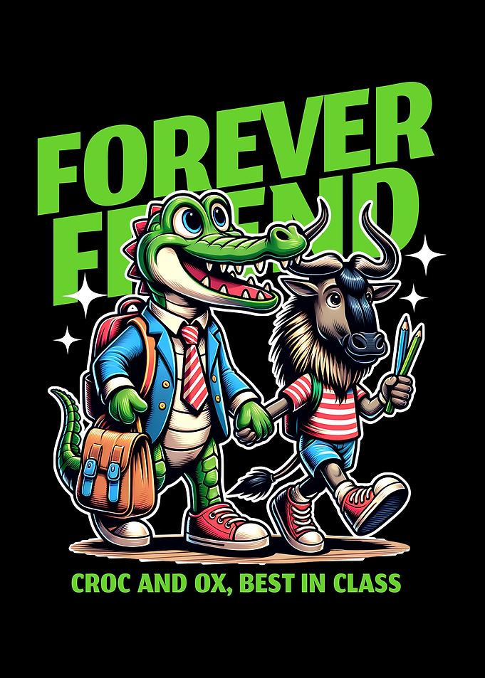 Forever Friends: Crocodile and Ox Illustration