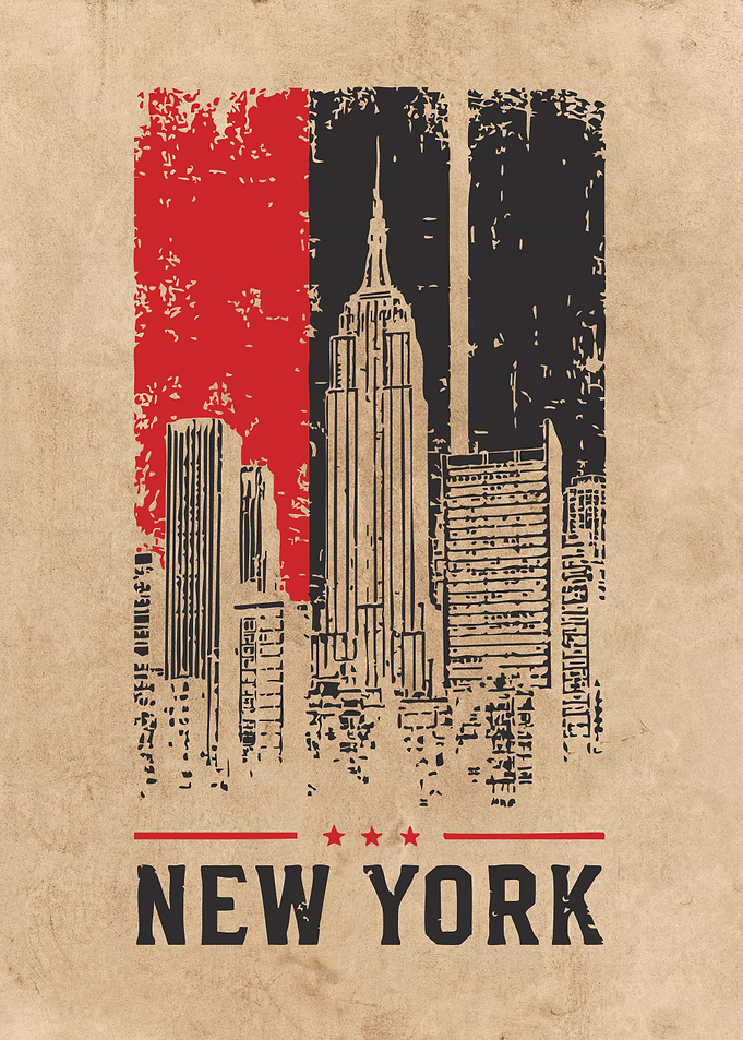 New York Cityscape Vintage Poster