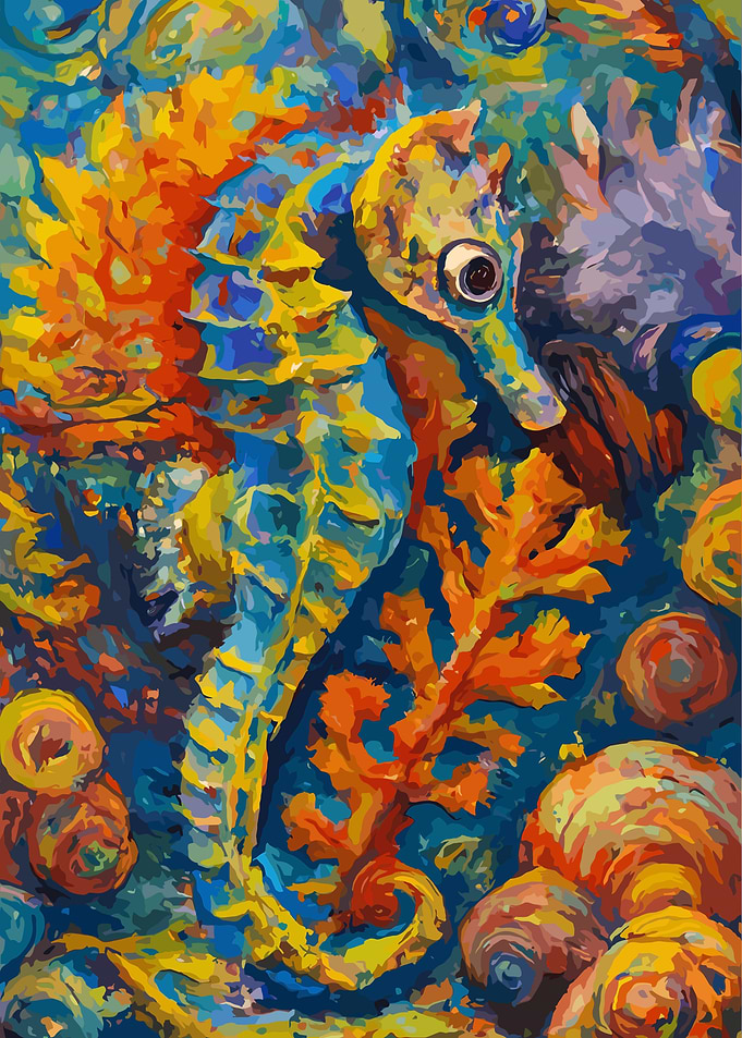 Colorful Seahorse Painting