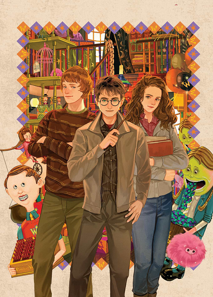 Harry, Ron, and Hermione at Weasleys'