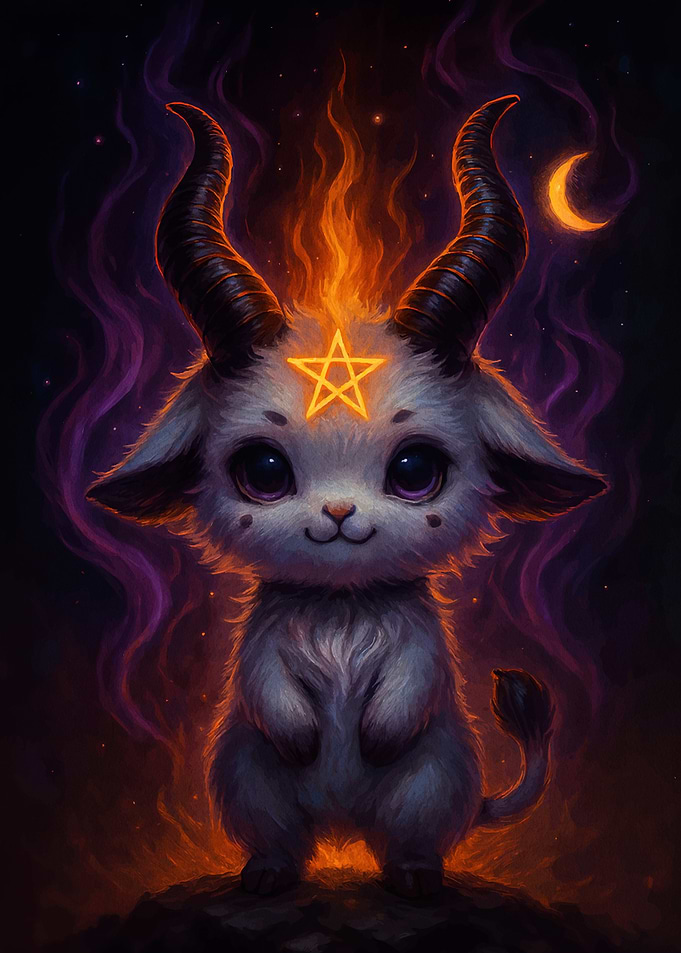 Cute Baphomet Star Flames