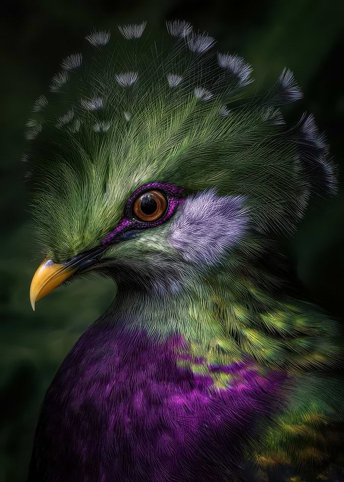 Exotic Bird Portrait with Green Plumage