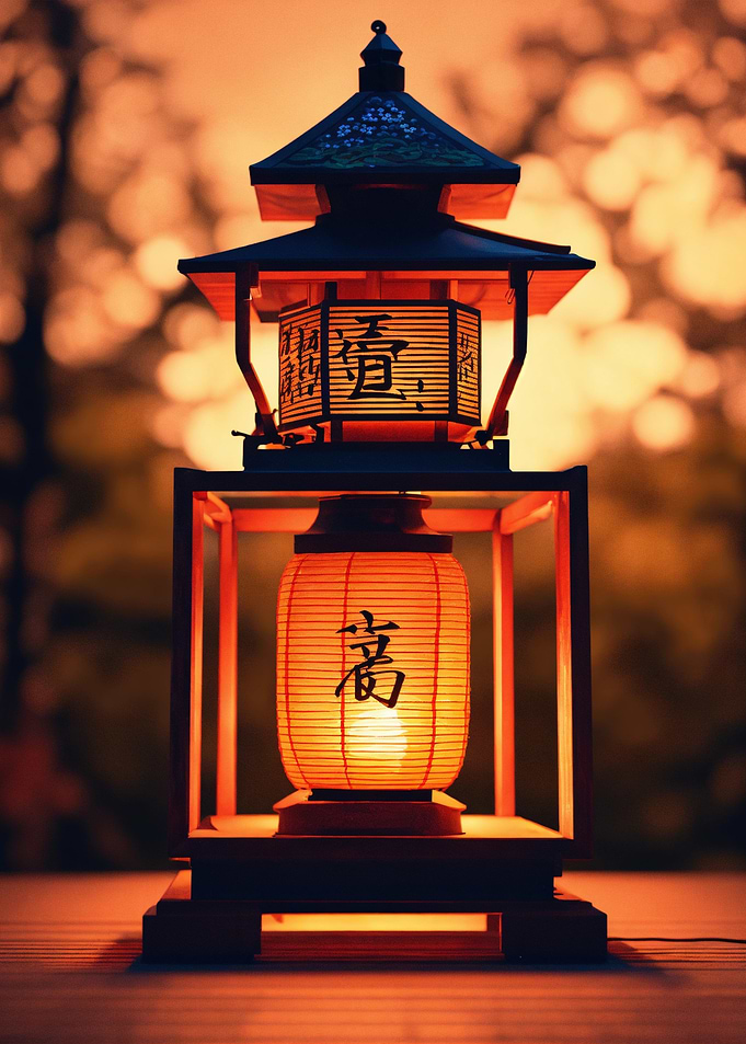 Japanese Lantern with Calligraphy