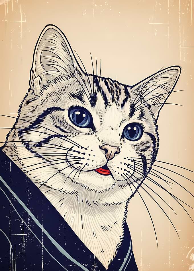 Cat in Suit Illustration