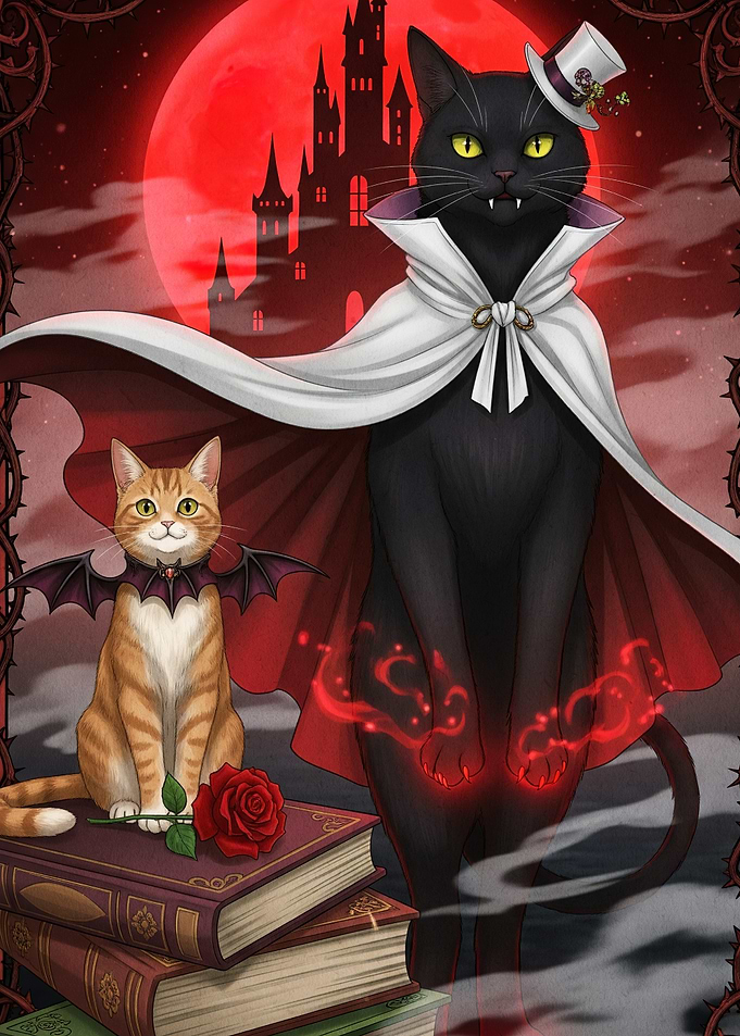 Vampire Cats Castle Moon
