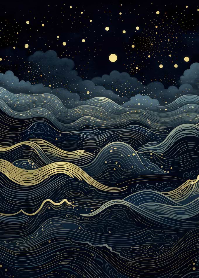 Night Waves Abstract Art