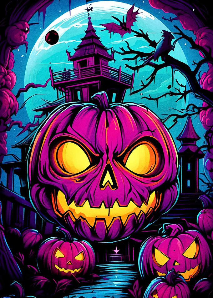 Halloween Night Purple Pumpkins
