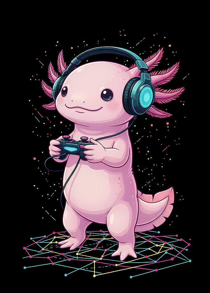Axolotl Gamer with Headphones