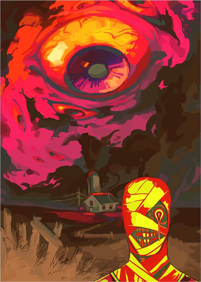 Surreal Mummy with Eye in the Sky