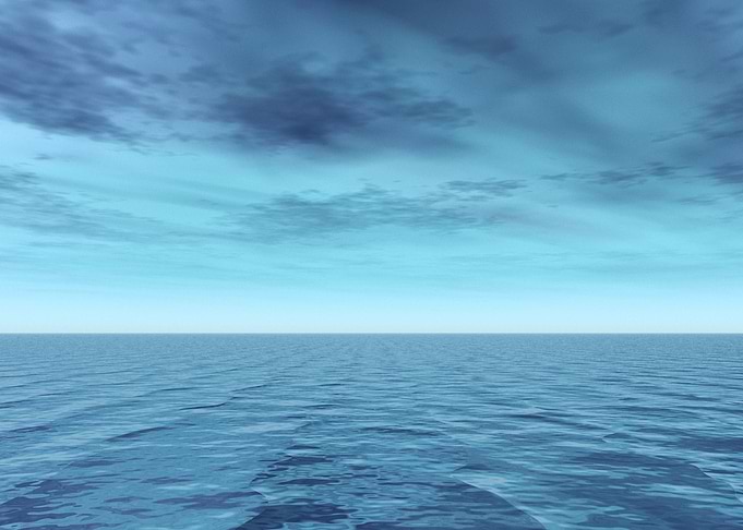 Calm Blue Ocean and Cloudy Sky