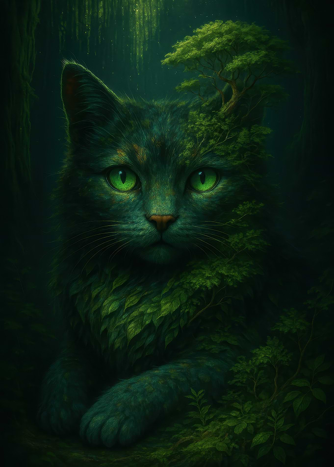 Mystical Forest Cat Portrait