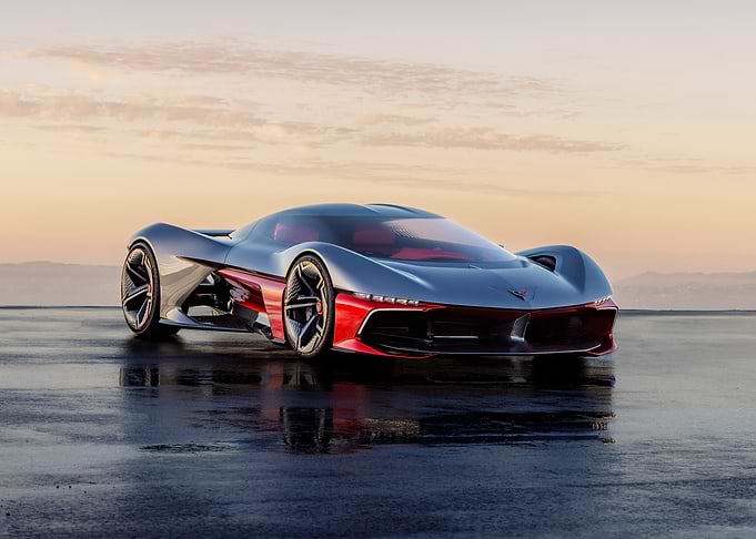 Sleek Futuristic Car on Wet Surface