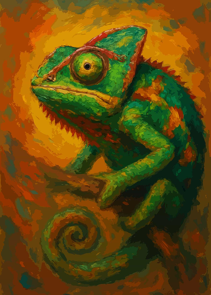 Colorful Chameleon Painting Art