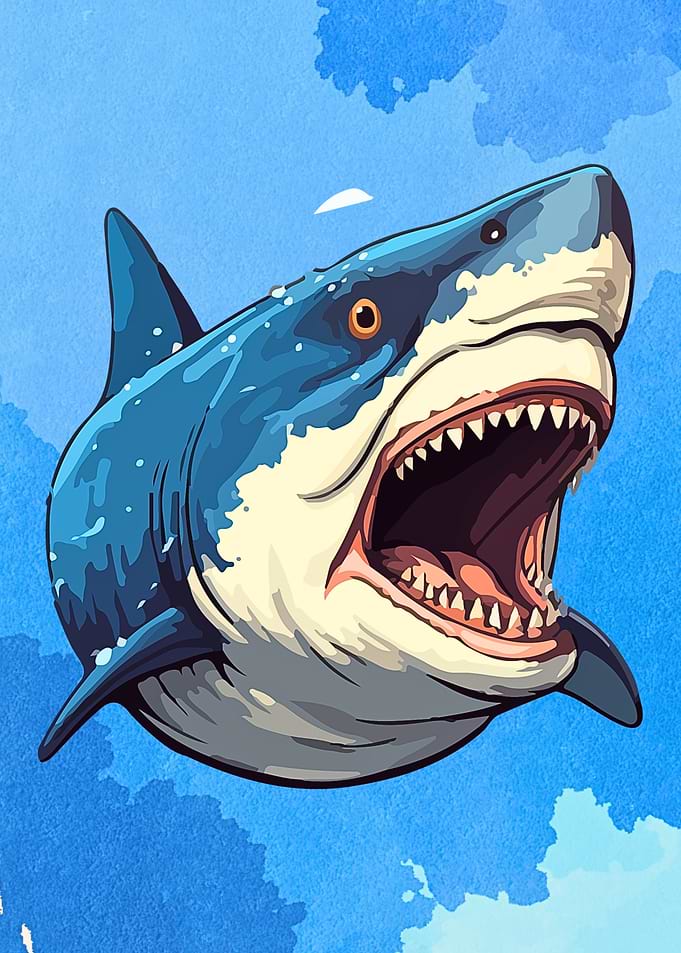 Cartoon Shark with Open Mouth