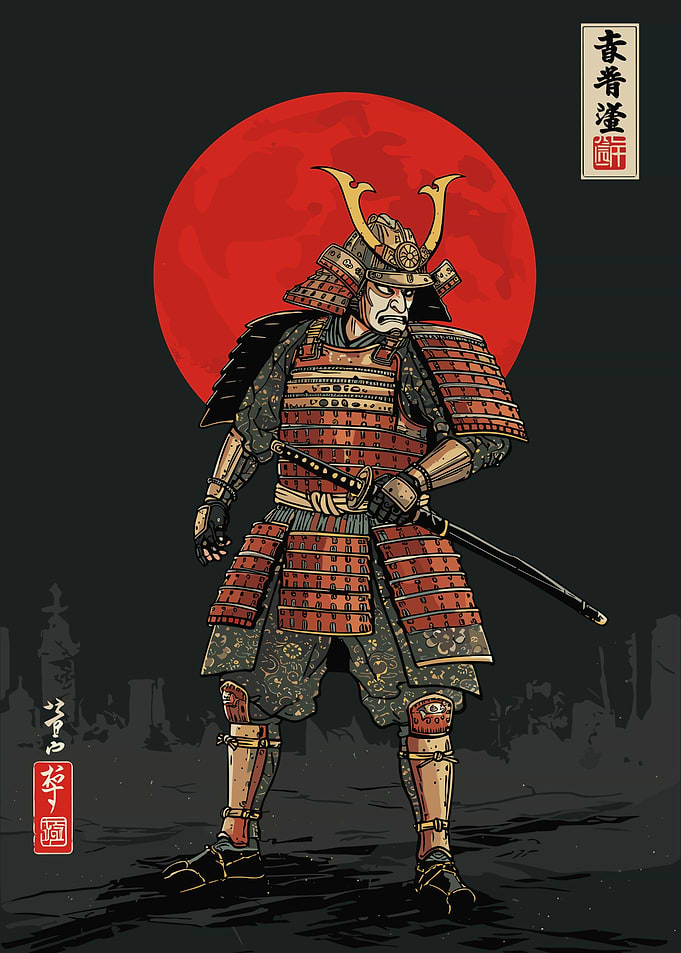 Red Moon Samurai Warrior