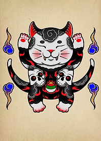 Maneki Neko Tattoo Style Illustration