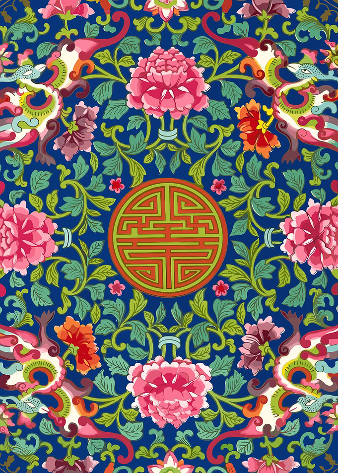 Floral Chinese Pattern with Symbol