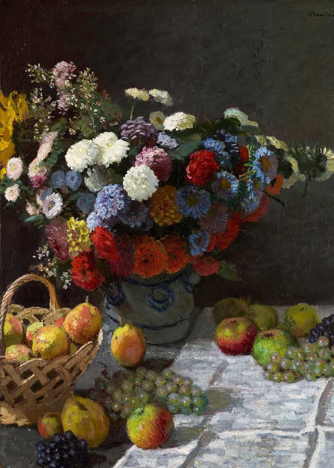 Still Life with Flowers and Fruit by claude monet