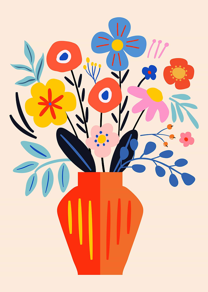 Colorful Floral Arrangement in Vase