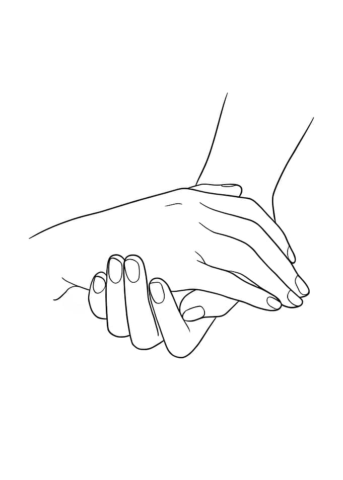 Two Holding Hands Minimalist Line Art