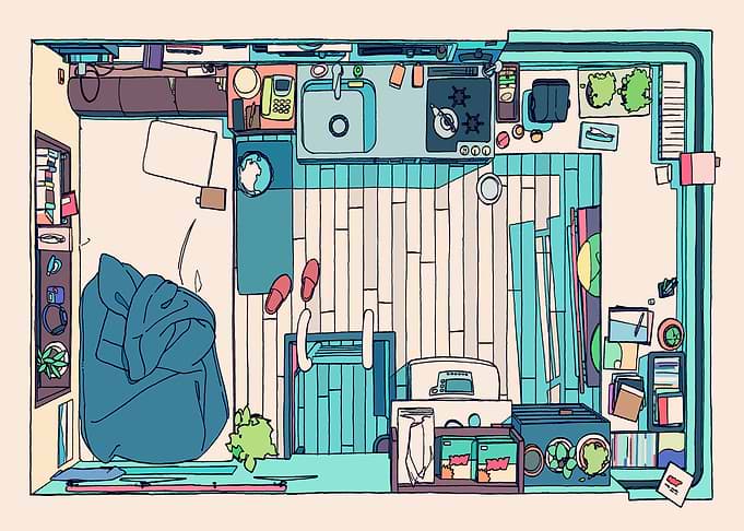 Top-Down Apartment Illustration