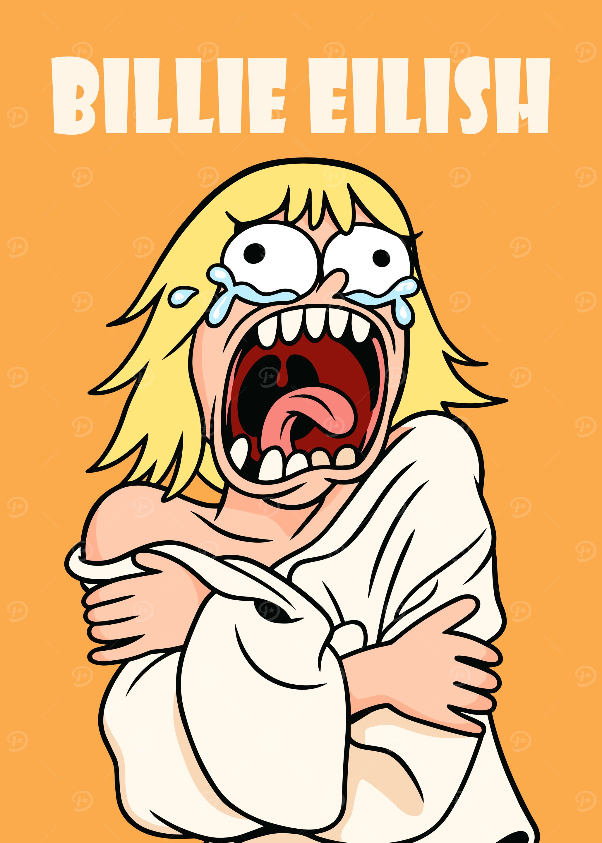 Cartoon Billie Eilish Screaming