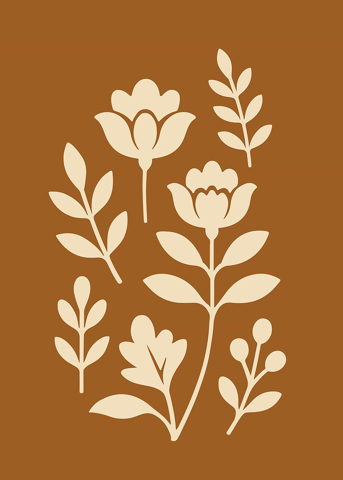 Floral Illustration on Brown Background