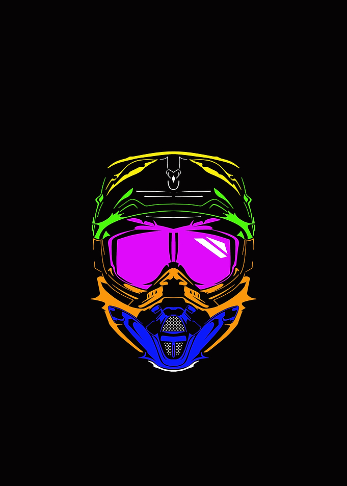 Motocross Helmet Illustration on Black Background