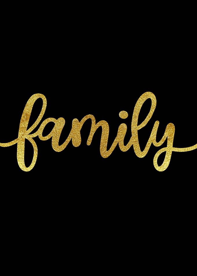 Family Text Art Gold