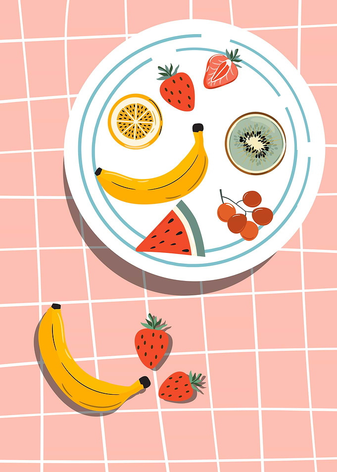 Colorful Fruit Plate Still Life