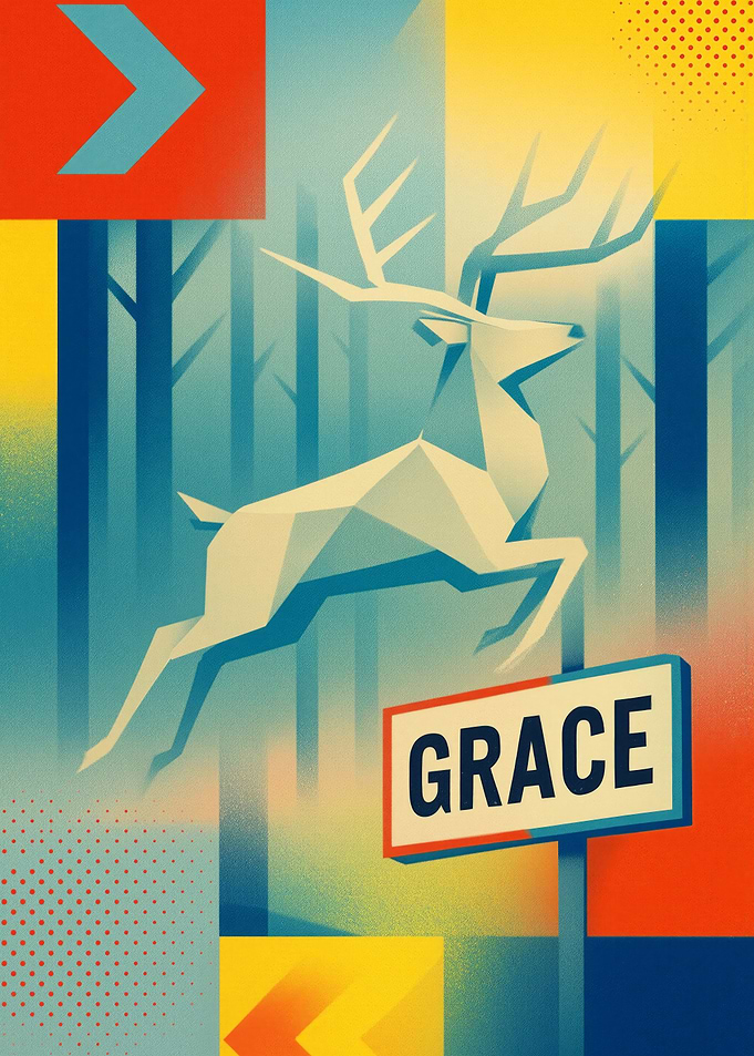 Geometric Deer with Grace Sign