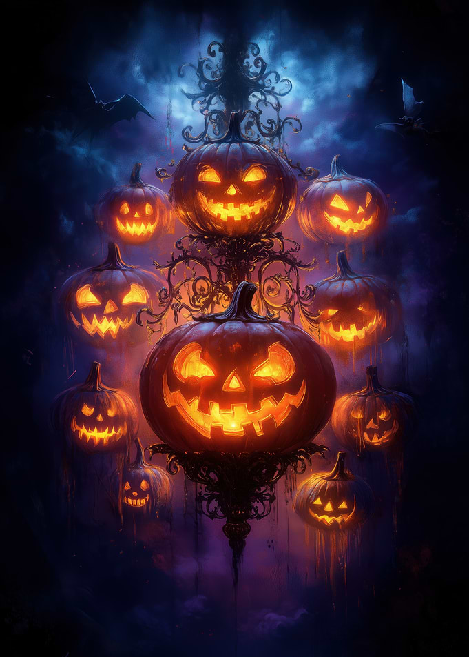 Halloween Pumpkins Glowing in the Dark