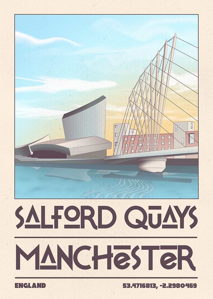 Salford Quays Manchester Travel Poster