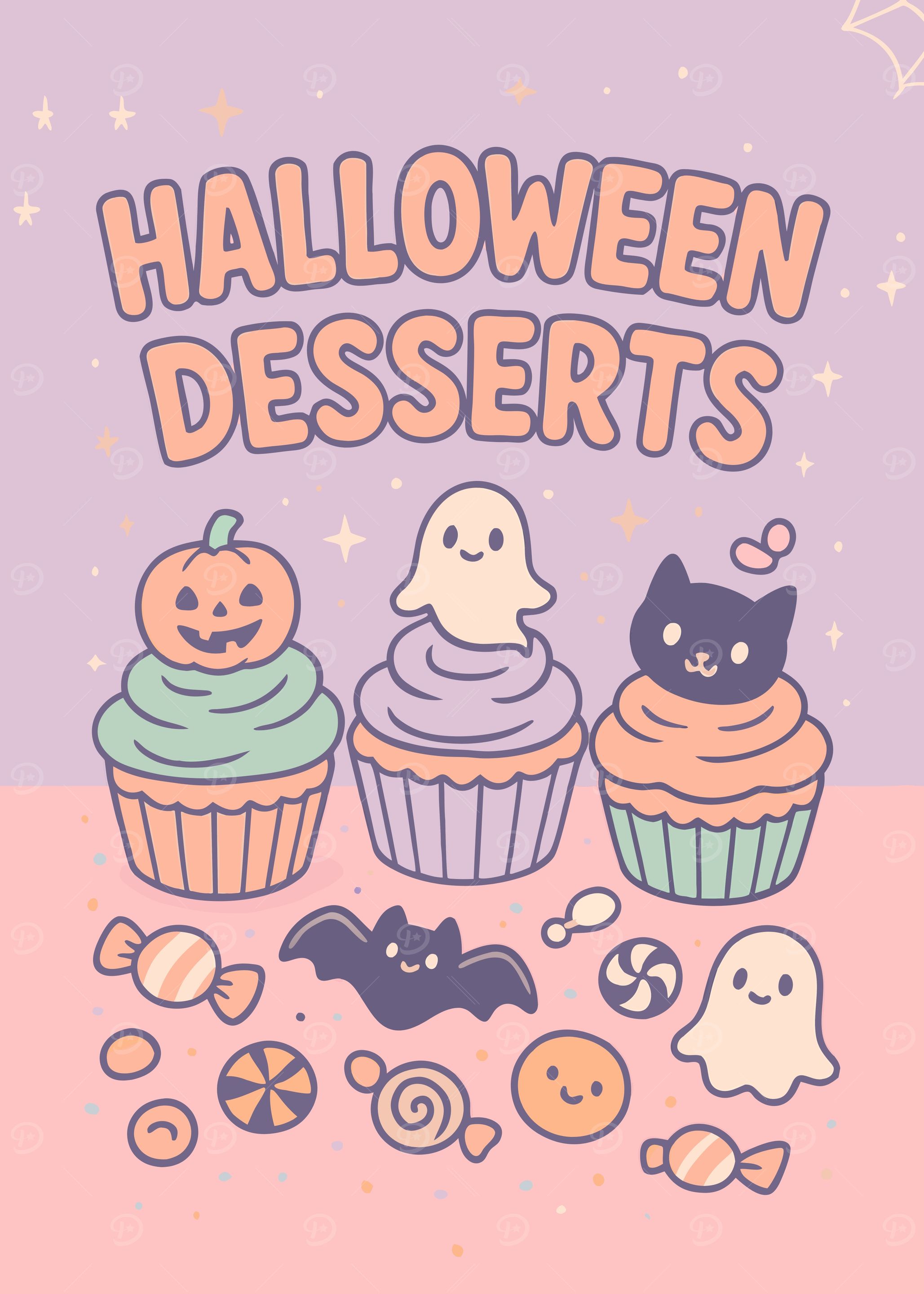 Halloween Desserts Cute Cartoon Illustration
