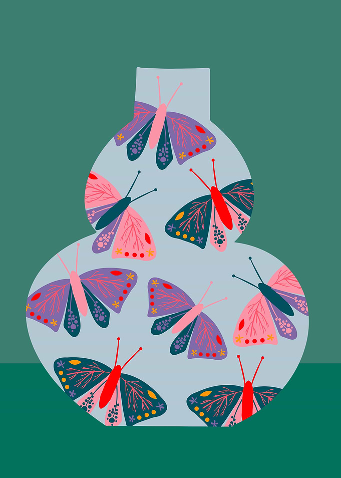 Butterfly Vase Illustration
