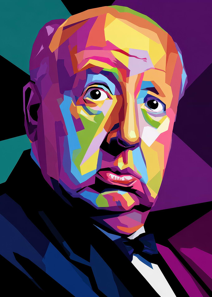 Alfred Hitchcock Colorful Portrait