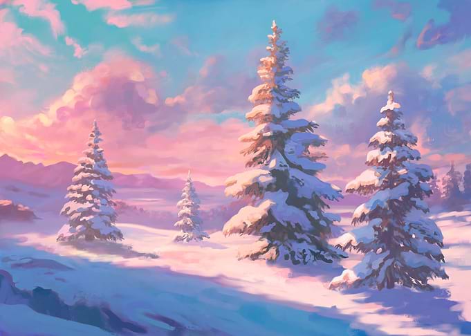 Winter landscape with snow-covered trees