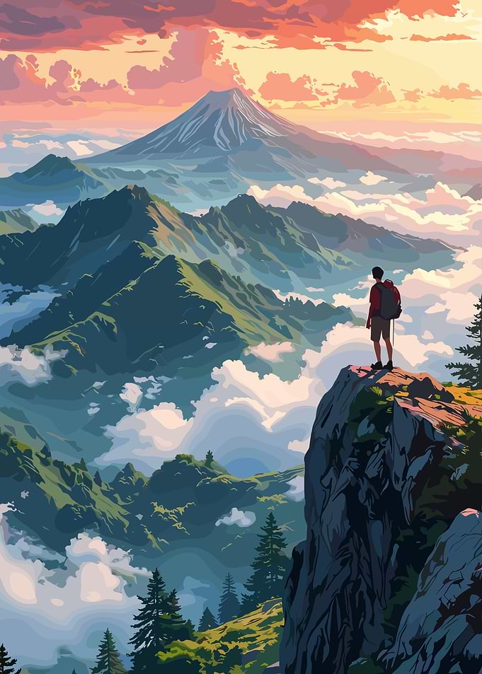 Mountain Hiker Landscape Digital Art