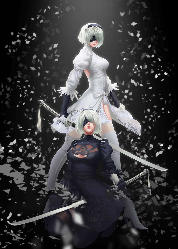 2B and A2 from Nier Automata