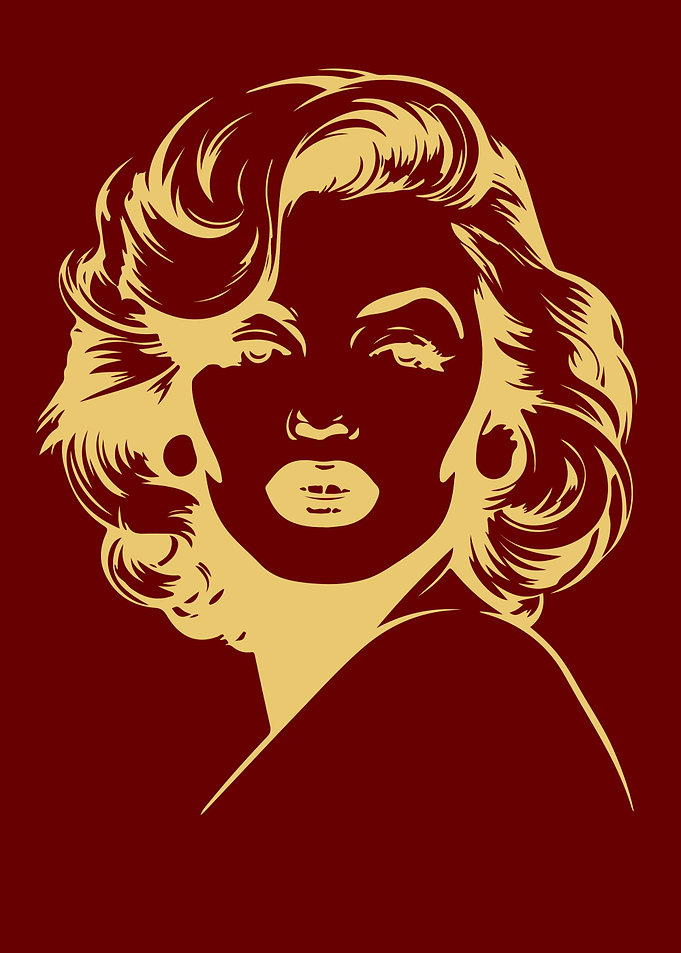 Marilyn Monroe Portrait in Gold and Red