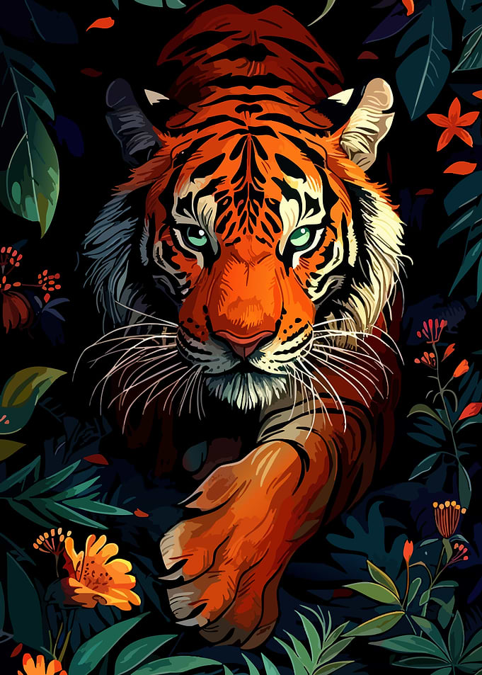 Tiger in Jungle Illustration