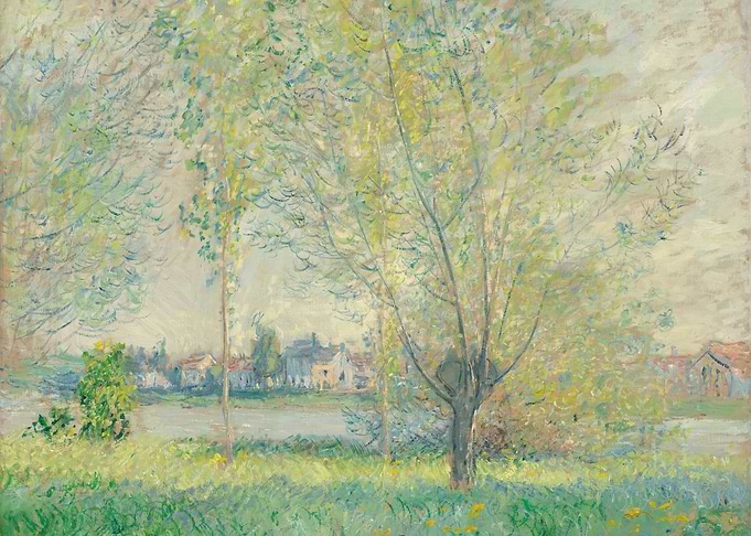 claude monet Impressionist Landscape with Trees and River