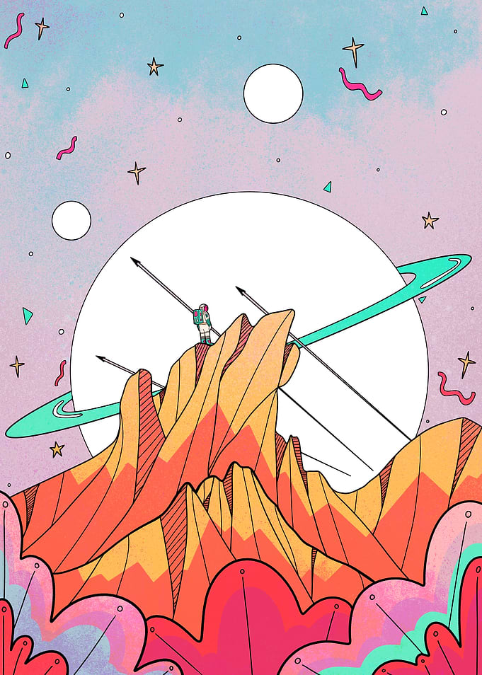Astronaut on Alien Planet Illustration