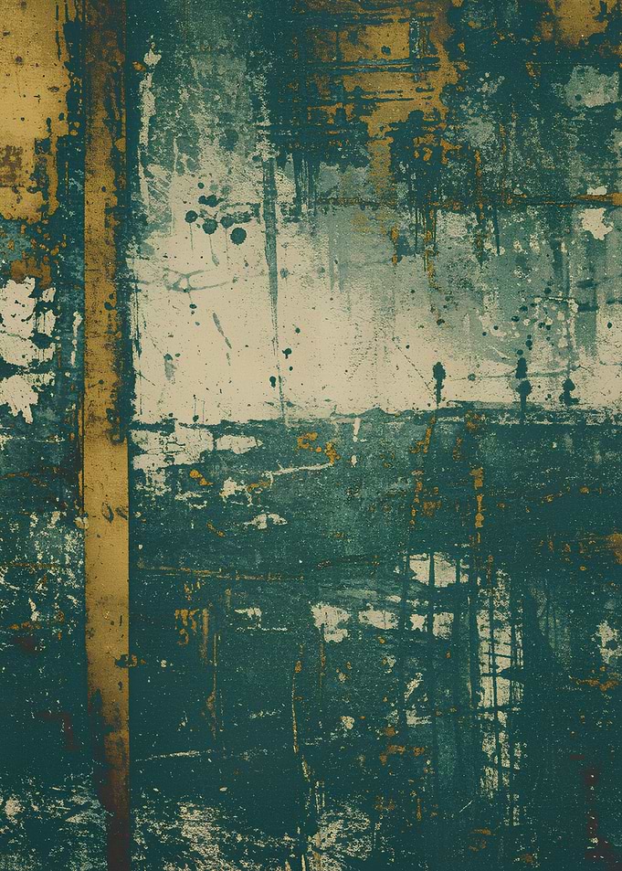 Abstract Grunge Texture with Teal and Gold