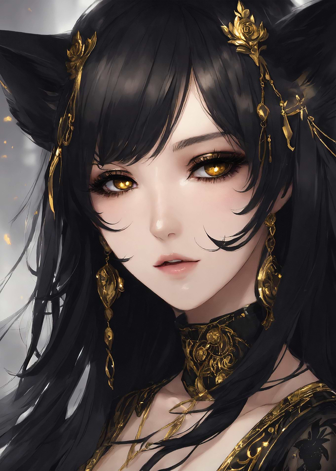 Anime Girl with Fox Ears and Gold