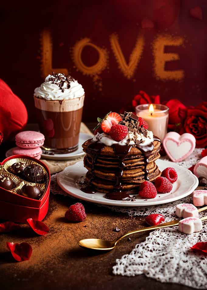Valentine's Day Chocolate Pancakes and Treats