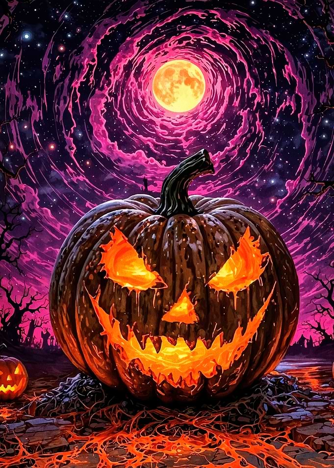 Halloween Pumpkin Swirling Sky
